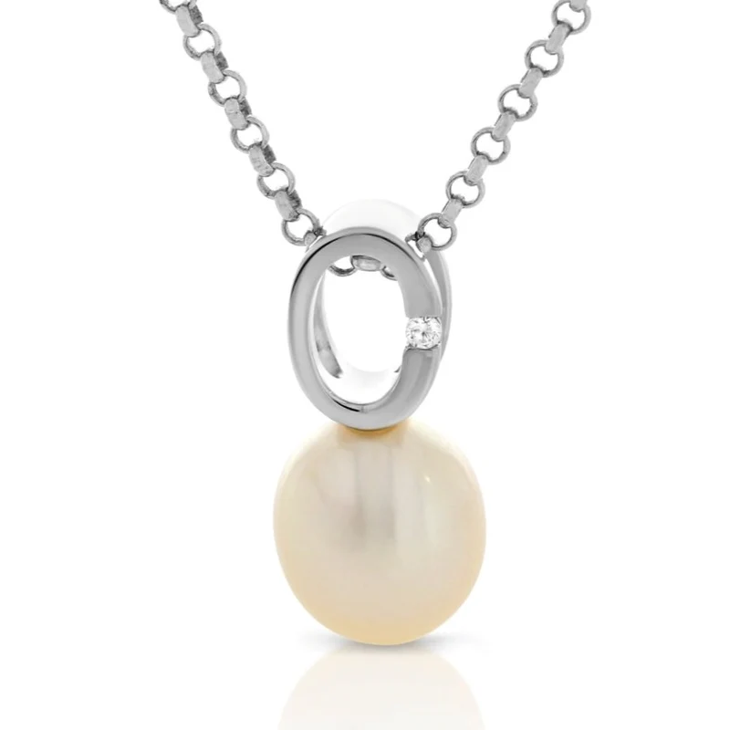Süßwasser Perle Anhänger mit Zirkonia Silberschmuck elegant