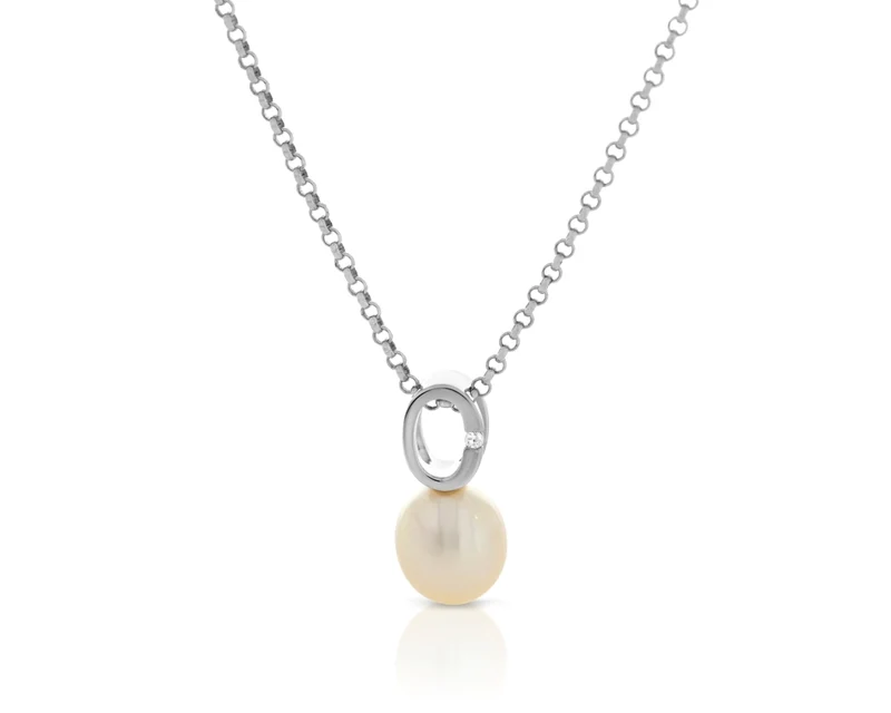Süßwasser Perle Anhänger mit Zirkonia Silberschmuck elegant