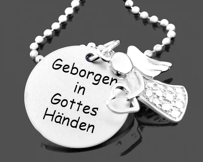 SILBERKETTE MIT ENGEL ANHÄNGER SCHUTZENGEL KETTE MIT GRAVUR 925 SILBER
