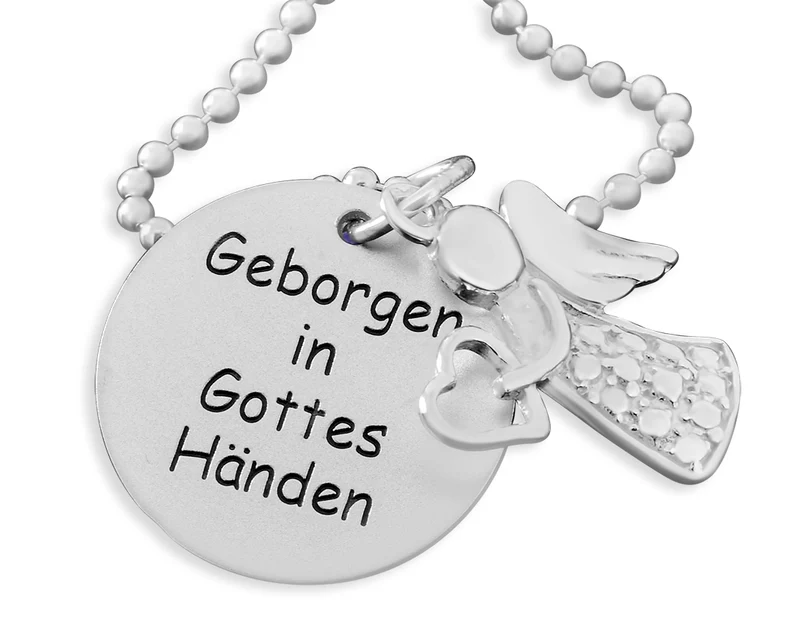 SILBERKETTE MIT ENGEL ANHÄNGER SCHUTZENGEL KETTE MIT GRAVUR 925 SILBER
