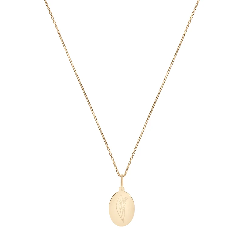 Mai Maiglöckchen Geburtsblumen Halskette - 14 K Massivgold