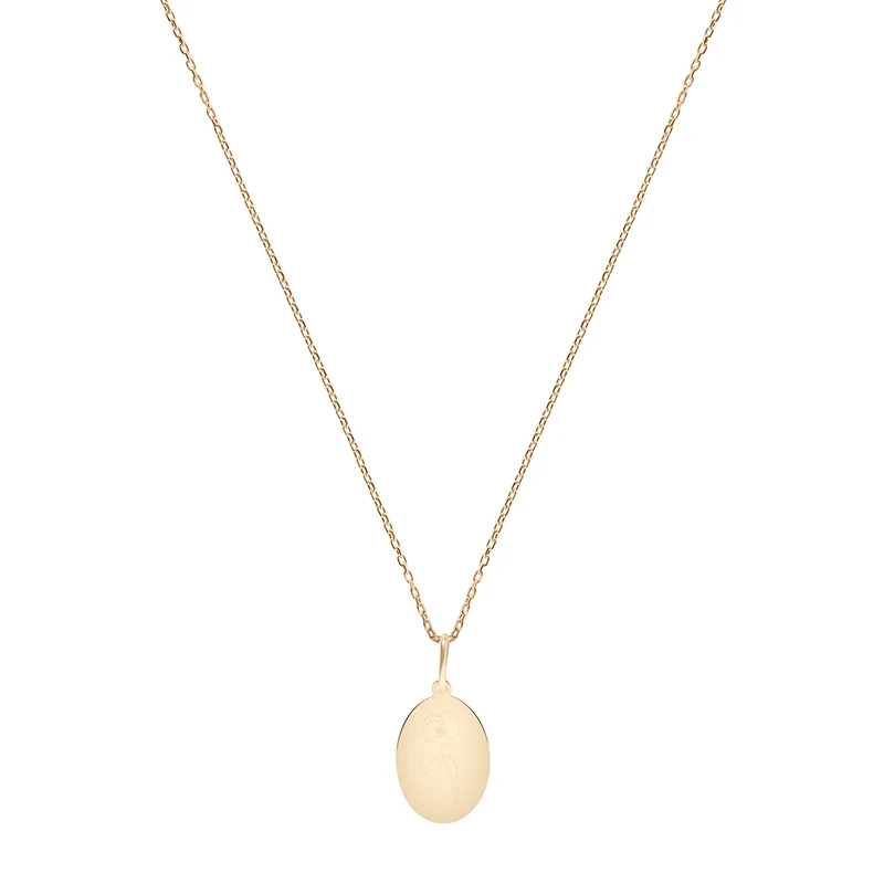 Februar Veilchen Geburtsblumen Halskette - 14 K Massivgold