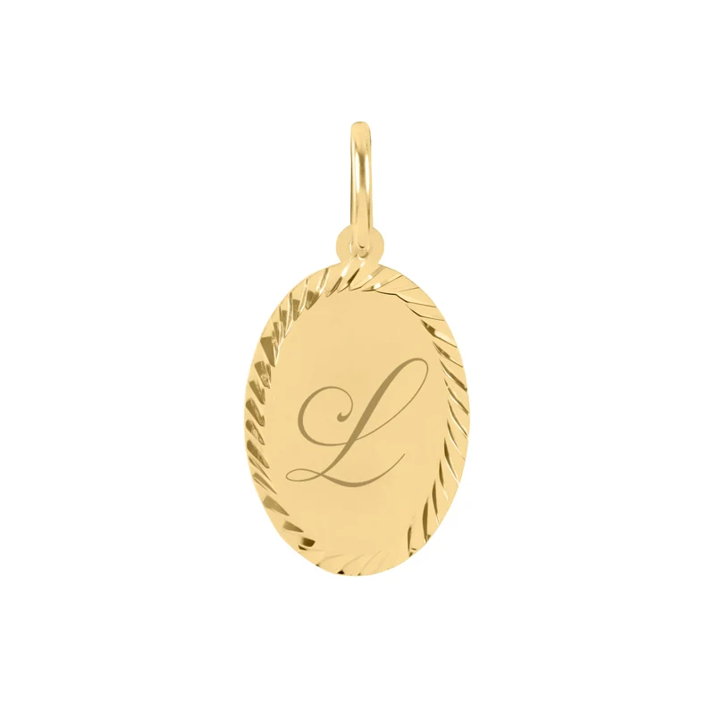 Engraved Ellipse Anhänger mit Diamantenschliff