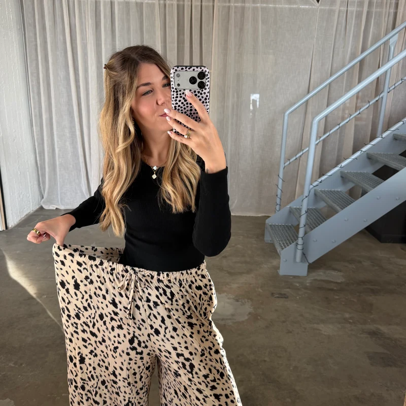 Basic Stoffhose Stains - Creme x Schwarz