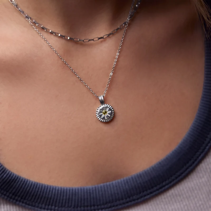 August Natural Birthstone Pendant Necklace