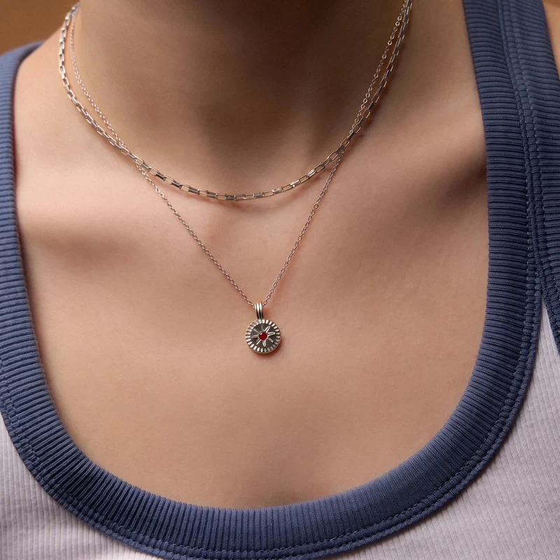 July Natural Birthstone Pendant Necklace