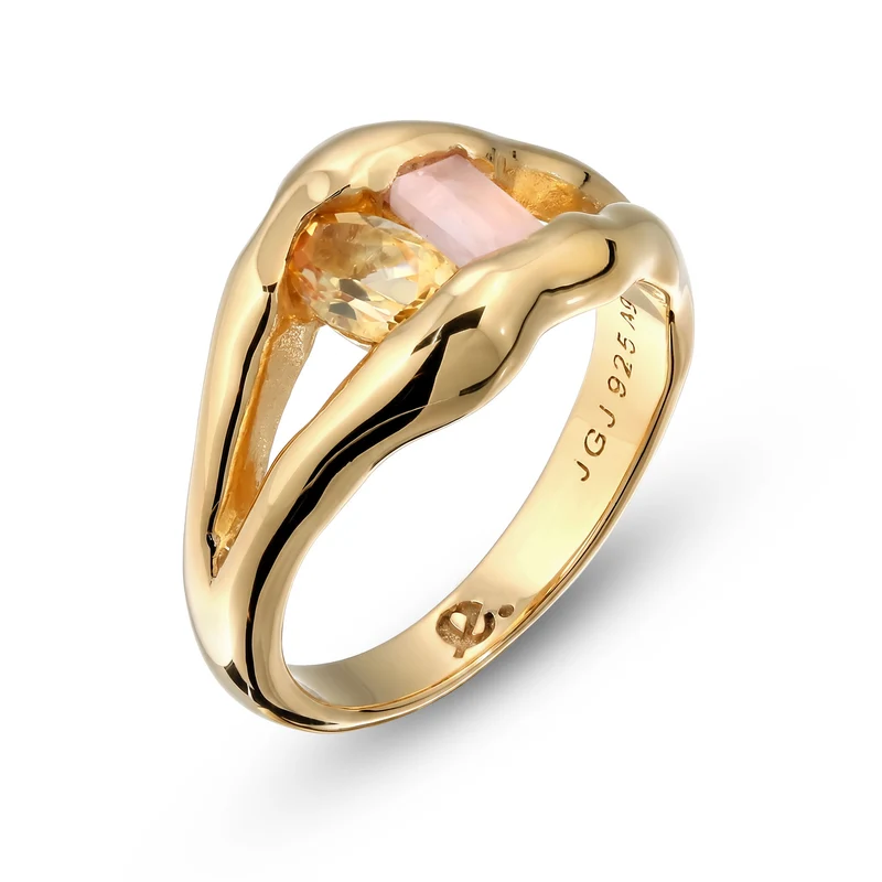 Ring Melted | Quarz (Rosa) & Citrin (Gelb)