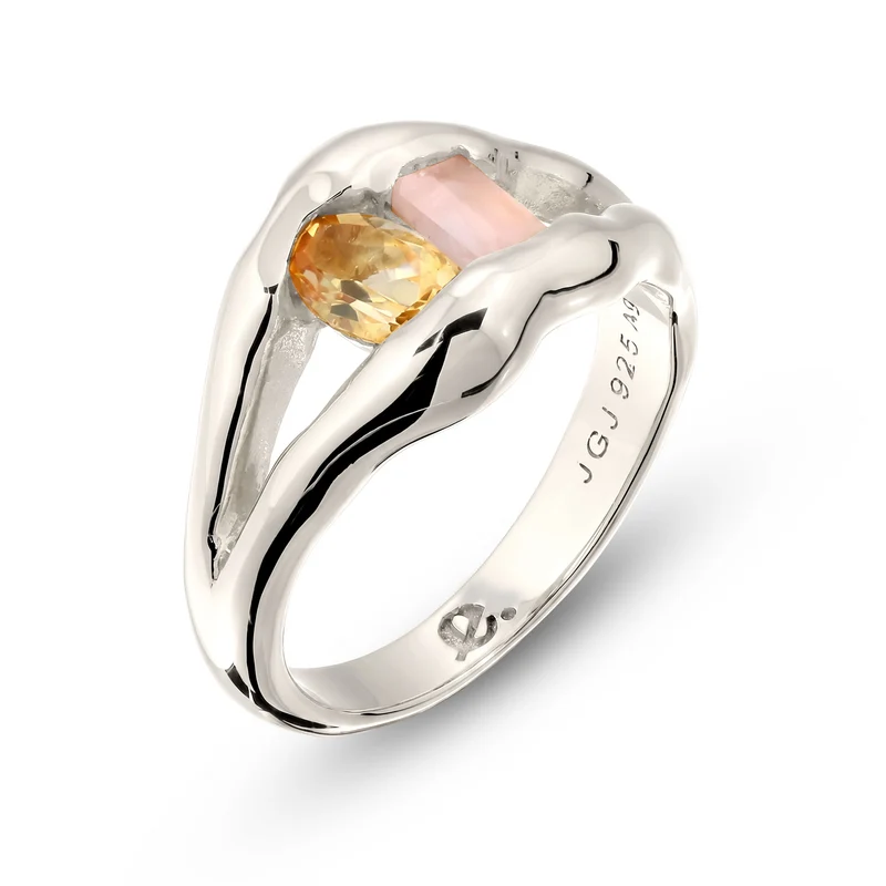 Ring Melted | Quarz (Rosa) & Citrin (Gelb)