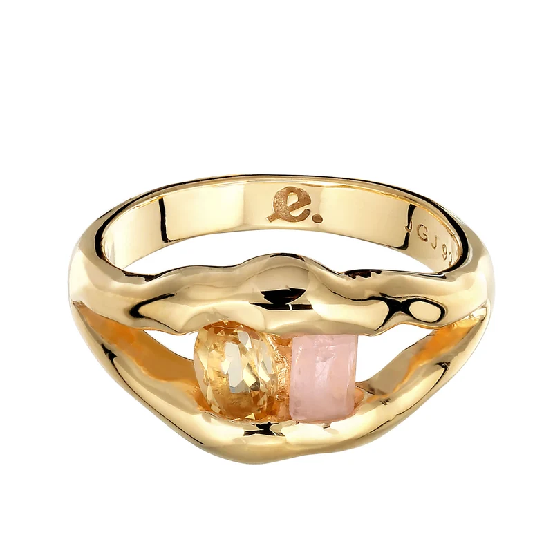 Ring Melted | Quarz (Rosa) & Citrin (Gelb)