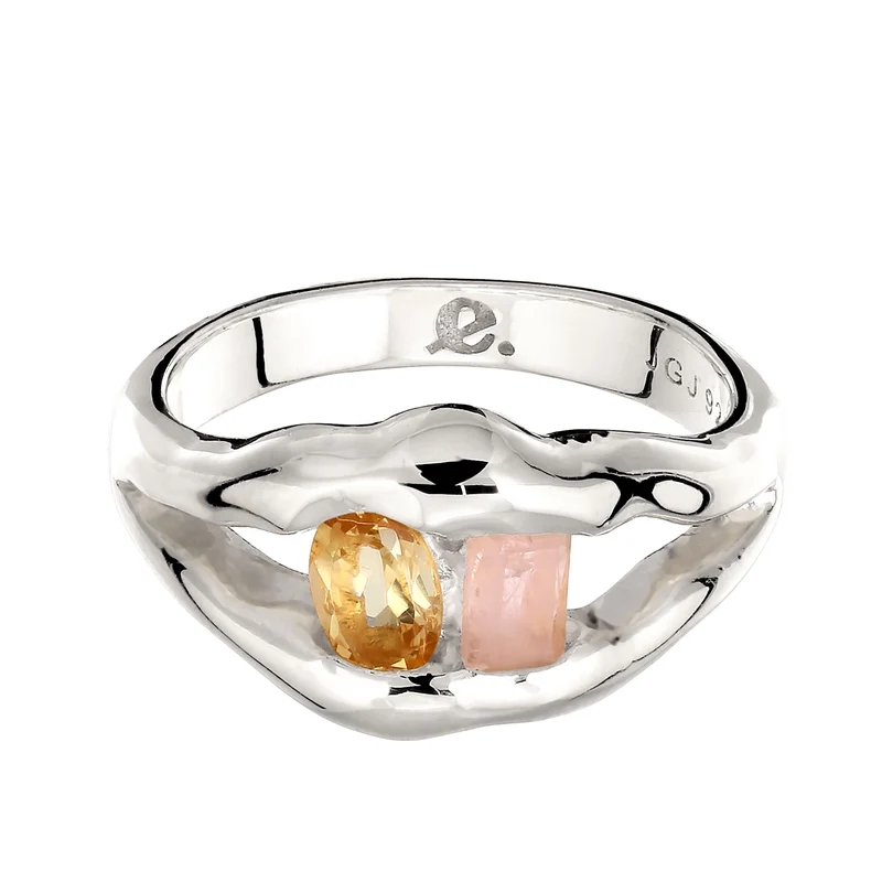 Ring Melted | Quarz (Rosa) & Citrin (Gelb)