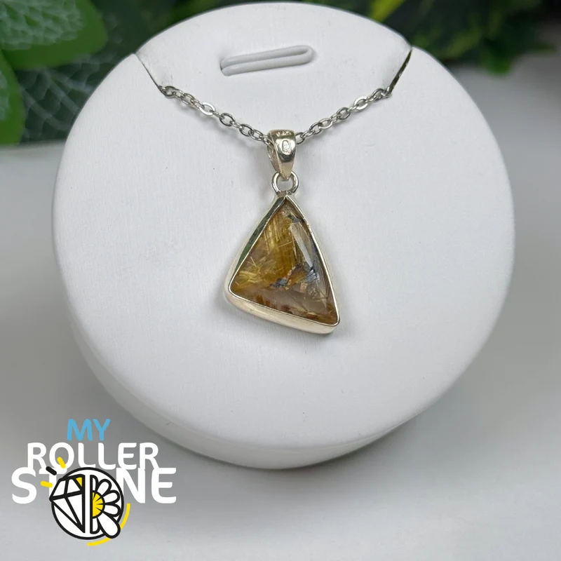 Goldener Rutilquarz- und Hämatit-Anhänger Nr. 2