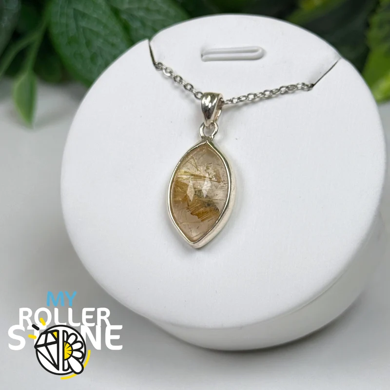Goldener Rutilquarz- und Hämatit-Anhänger Nr. 3