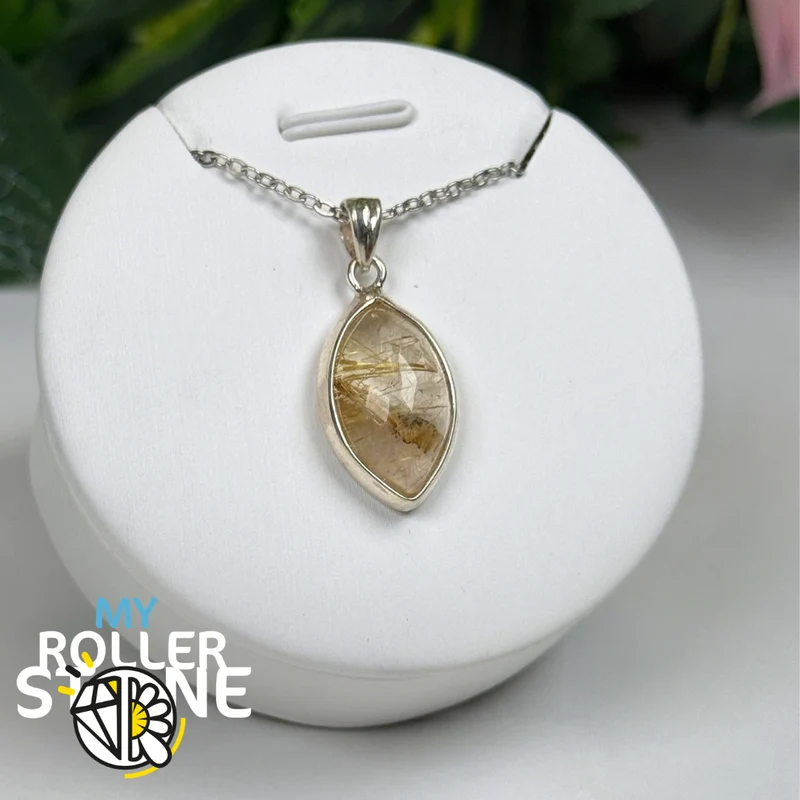 Goldener Rutilquarz- und Hämatit-Anhänger Nr. 3