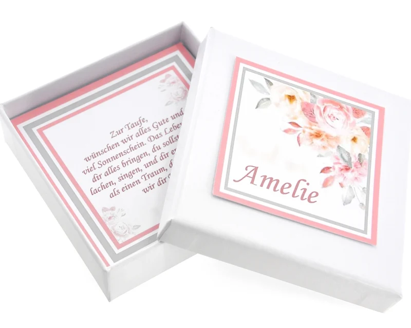 Armband Gravur Herz Anhänger Taufe 925 Silber Geschenkschachtel