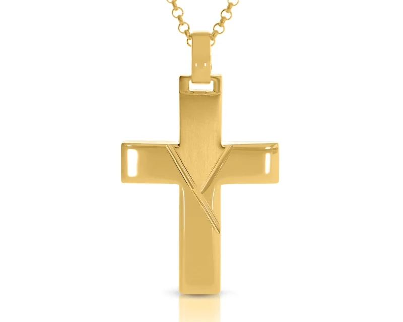 Kreuz Kette Gold Damen Schmuck massiver Kreuz Anhänger Christenkreuz