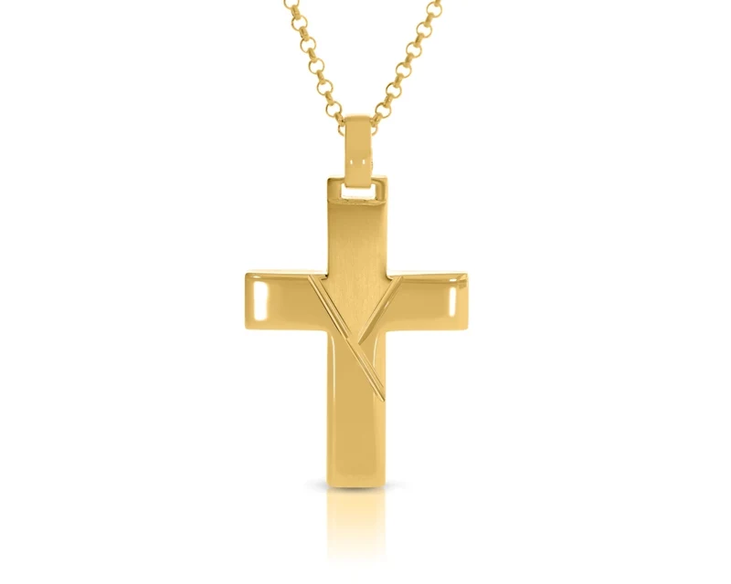 Kreuz Kette Gold Damen Schmuck massiver Kreuz Anhänger Christenkreuz