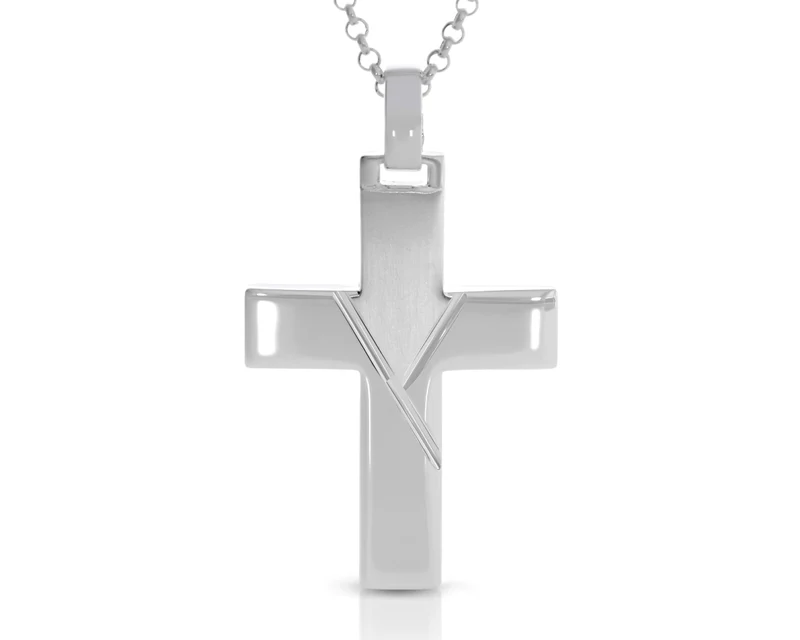 Kette Kreuz Anhänger 925 Sterling Silber matt glänzend