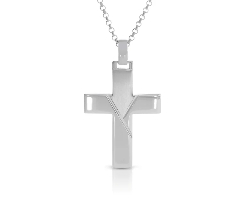 Kette Kreuz Anhänger 925 Sterling Silber matt glänzend