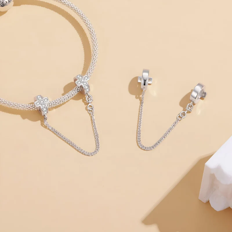 Sparkling Cross Faith Safety Chain | CZ