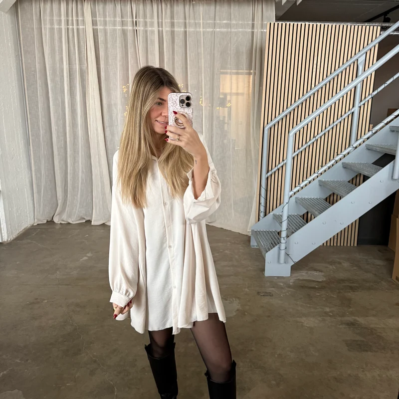 Blusen-Kleid - Creme