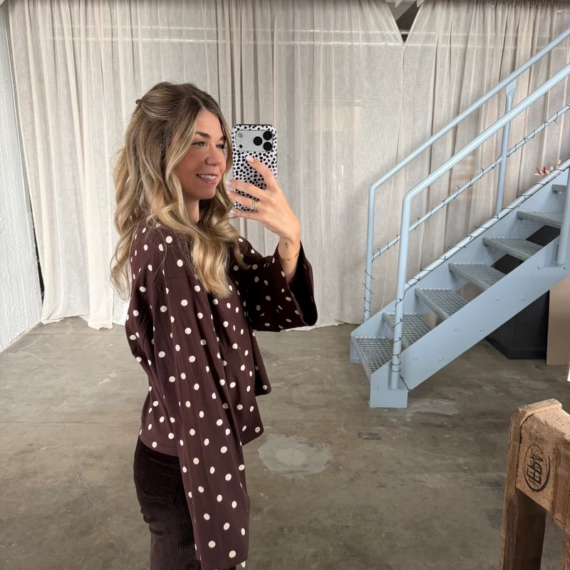 Basic Oversize Longsleeve Dots - Braun
