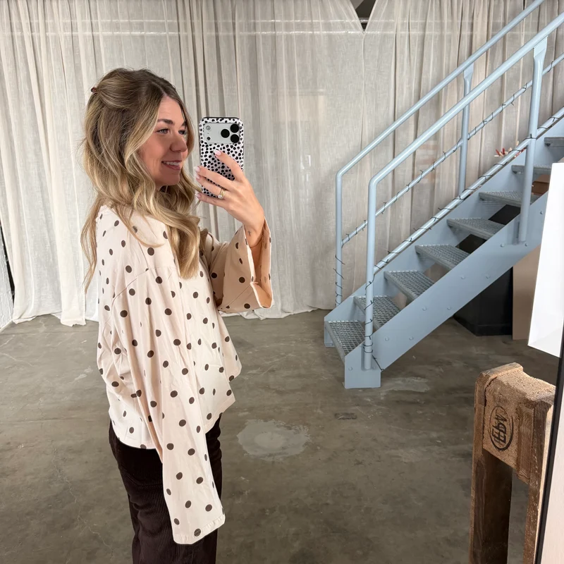 Basic Oversize Longsleeve Dots - Creme