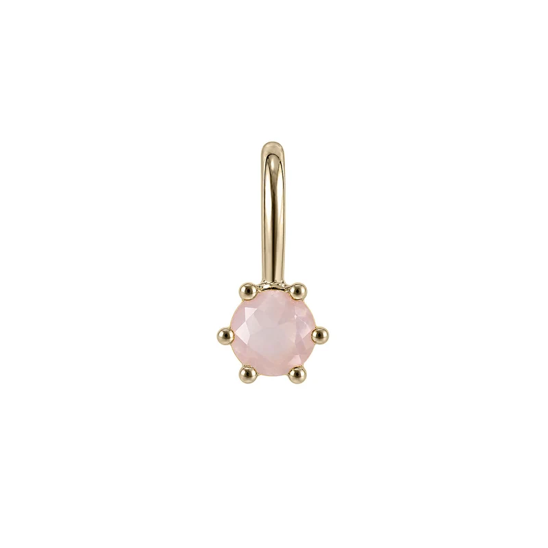 Oktober Rosenquarz Geburtsstein-Anhänger - 14 K Massivgold