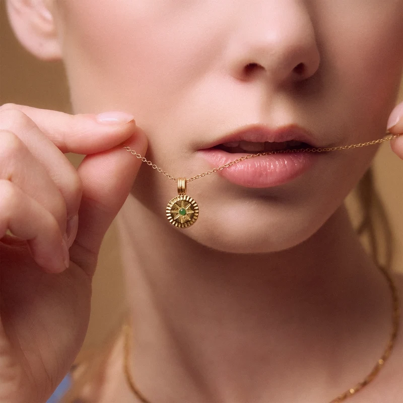May Natural Birthstone Pendant Necklace