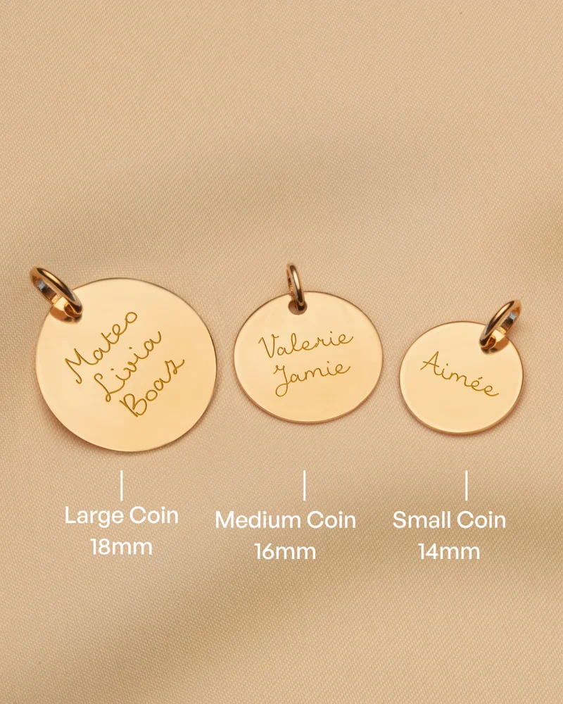9k Geboortesteen Coin Ketting - Gepersonaliseerde Ketting - 16mm