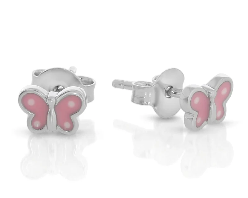 Mädchen Ohrstecker Schmetterling rosa 925 Sterling Silber
