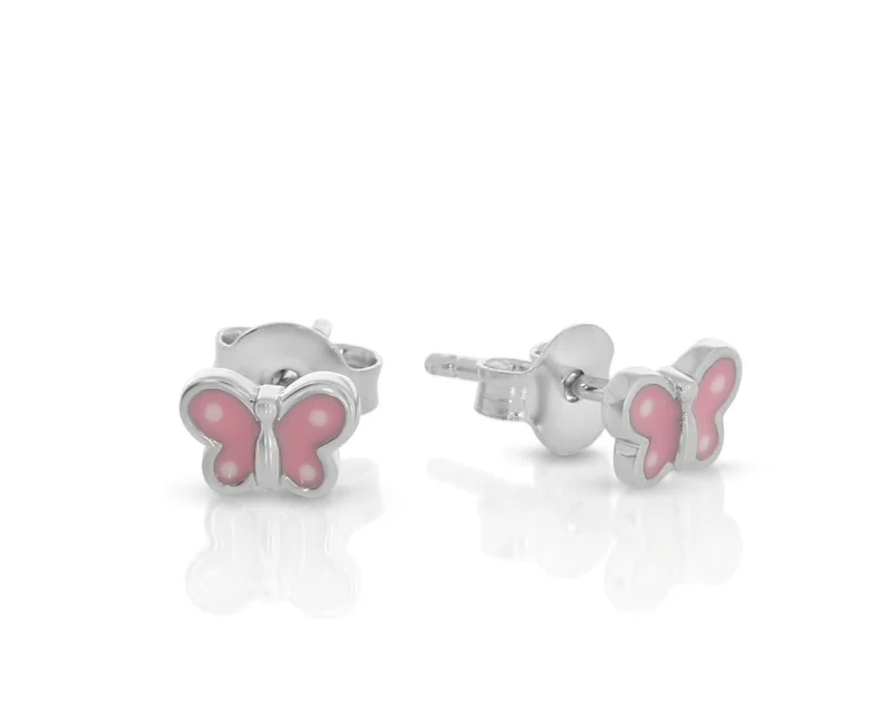 Mädchen Ohrstecker Schmetterling rosa 925 Sterling Silber