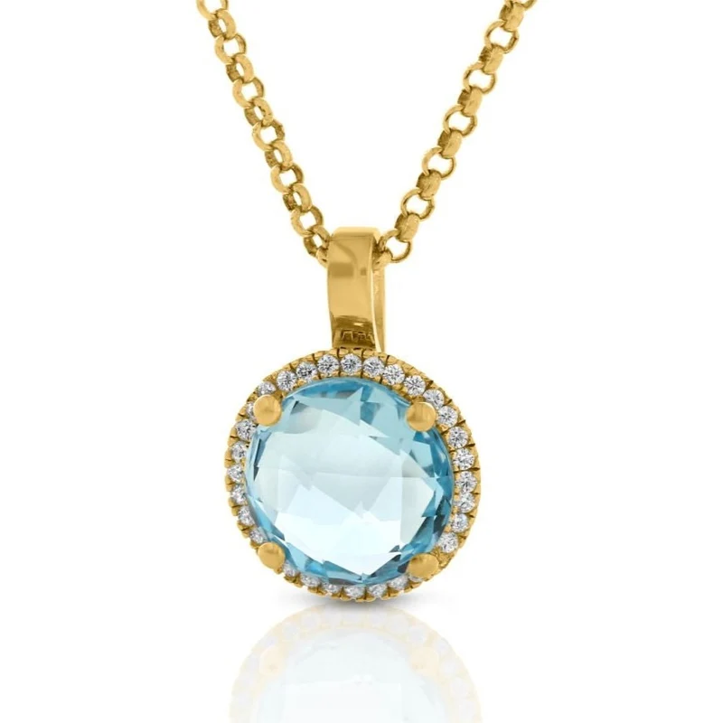 Zirkonia Anhänger hellblau Solitär Damschmuck elegant vergoldet