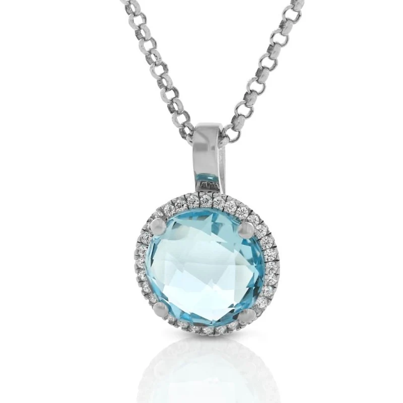 Solitär Anhänger Zirkonia hellblau Damschmuck 925 Silber