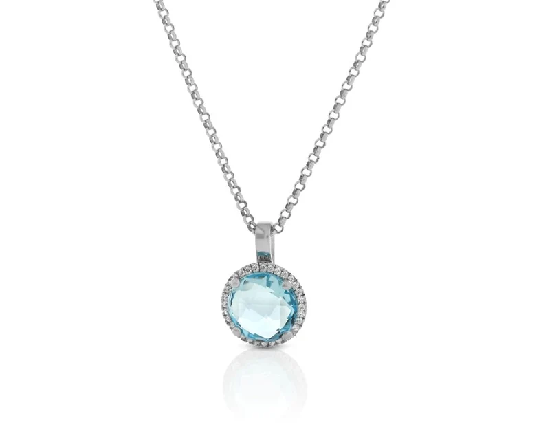 Solitär Anhänger Zirkonia hellblau Damschmuck 925 Silber