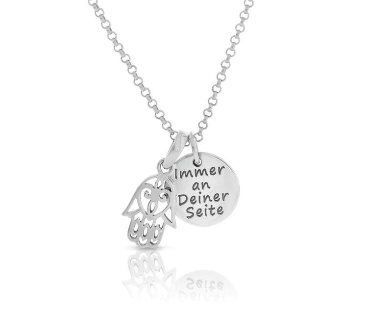 Halskette Hand Fatima 925 Sterling Silber Talisman Damenschmuck