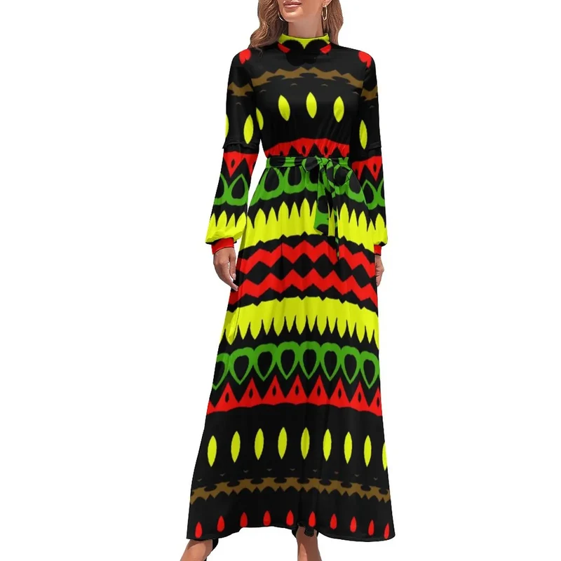 Robe Maxi Année 80 à Pois Bleus