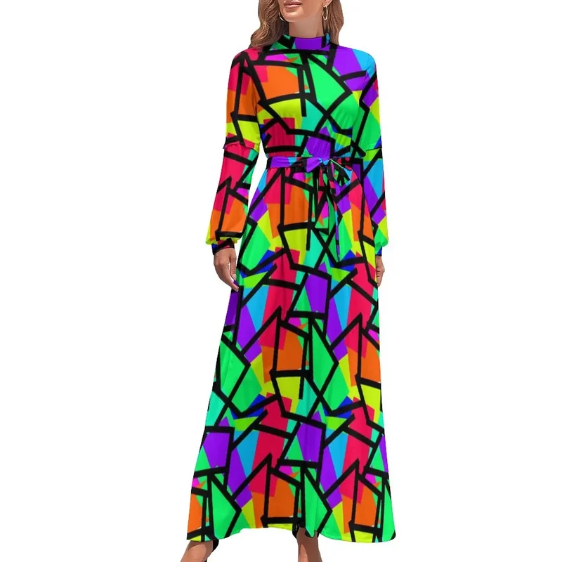 Robe Maxi Année 80 à Pois Bleus
