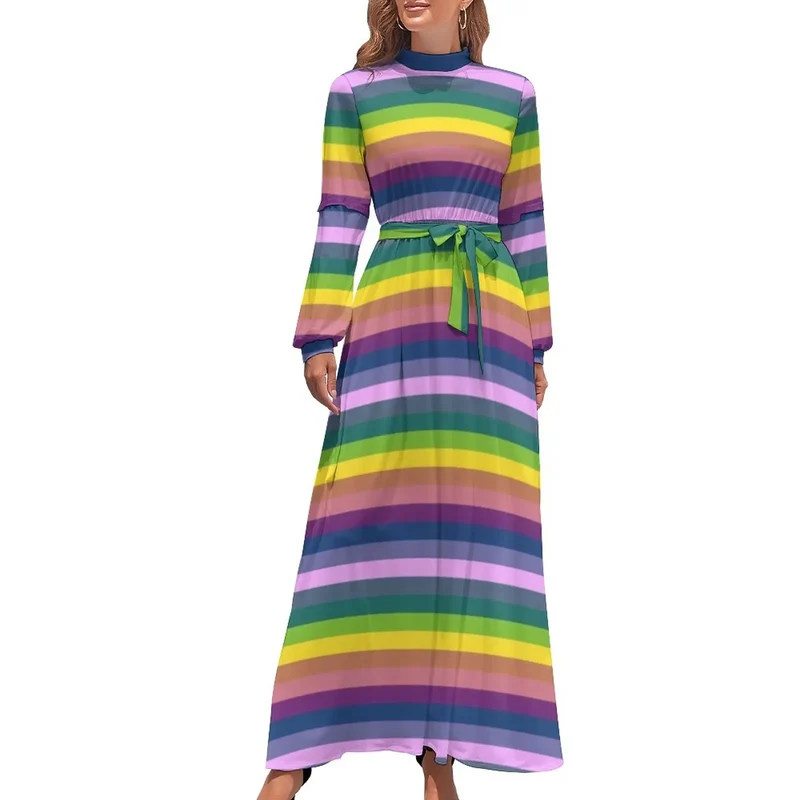 Robe Maxi Année 80 à Pois Bleus