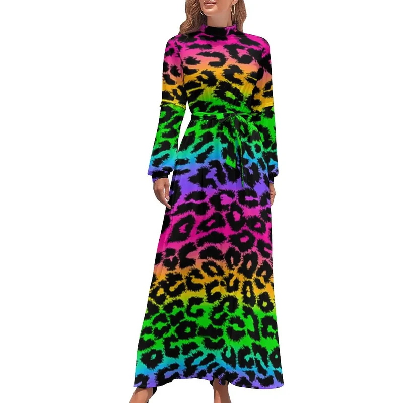 Robe Maxi Année 80 à Pois Bleus