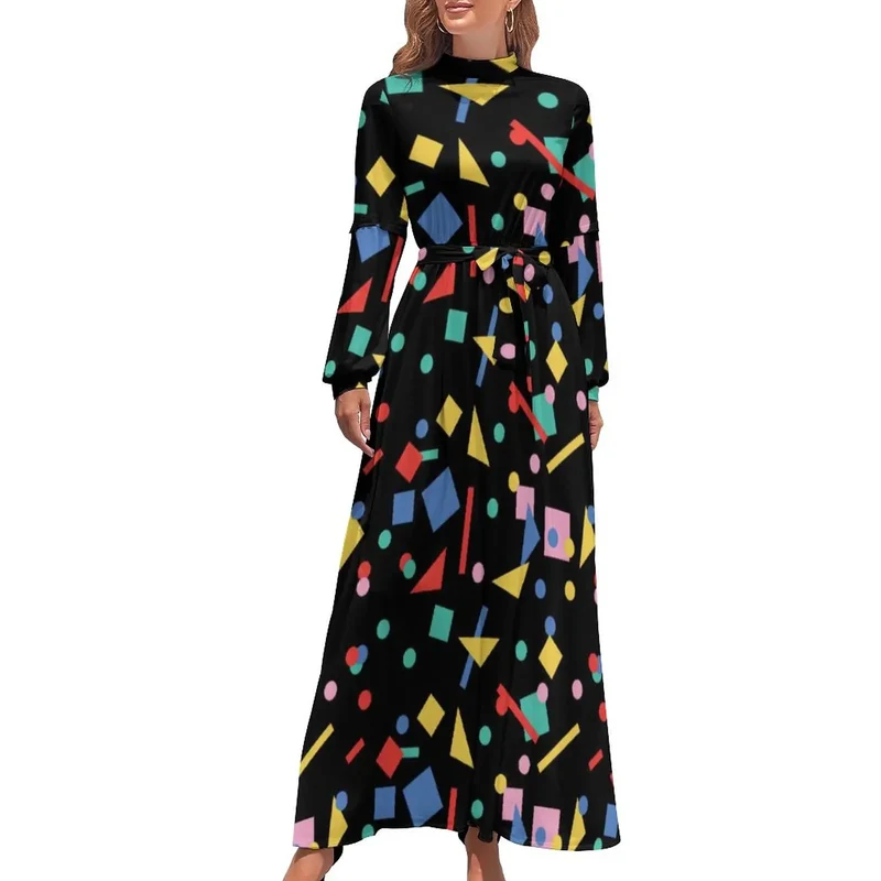 Robe Maxi Année 80 à Pois Bleus