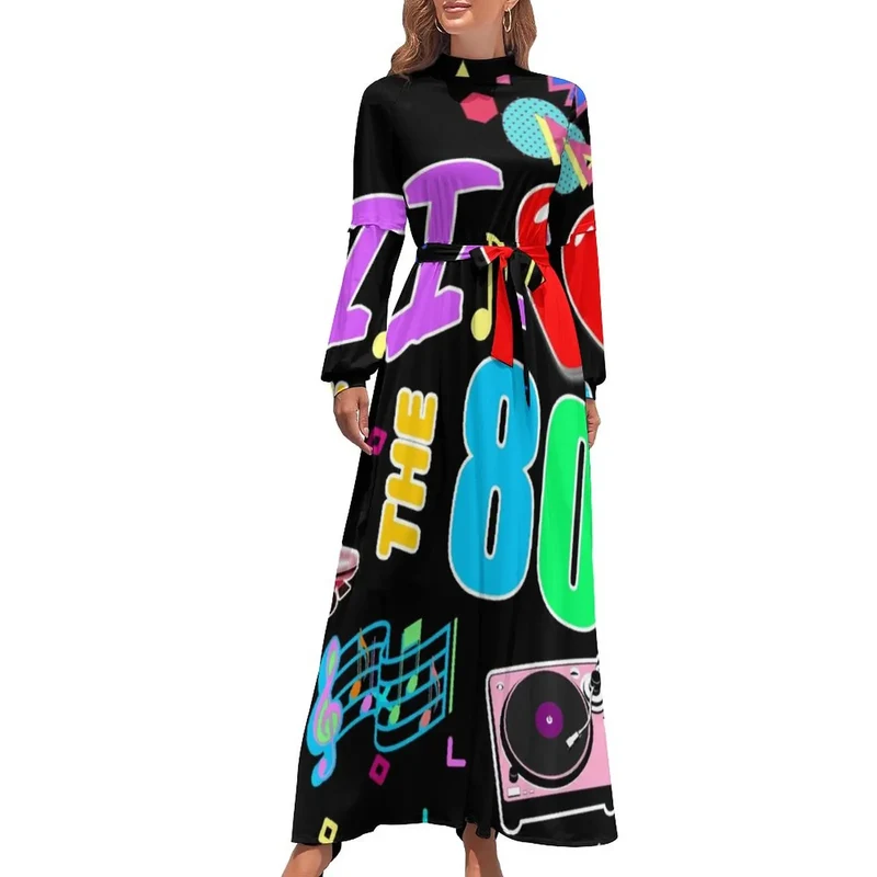 Robe Maxi Année 80 à Pois Bleus