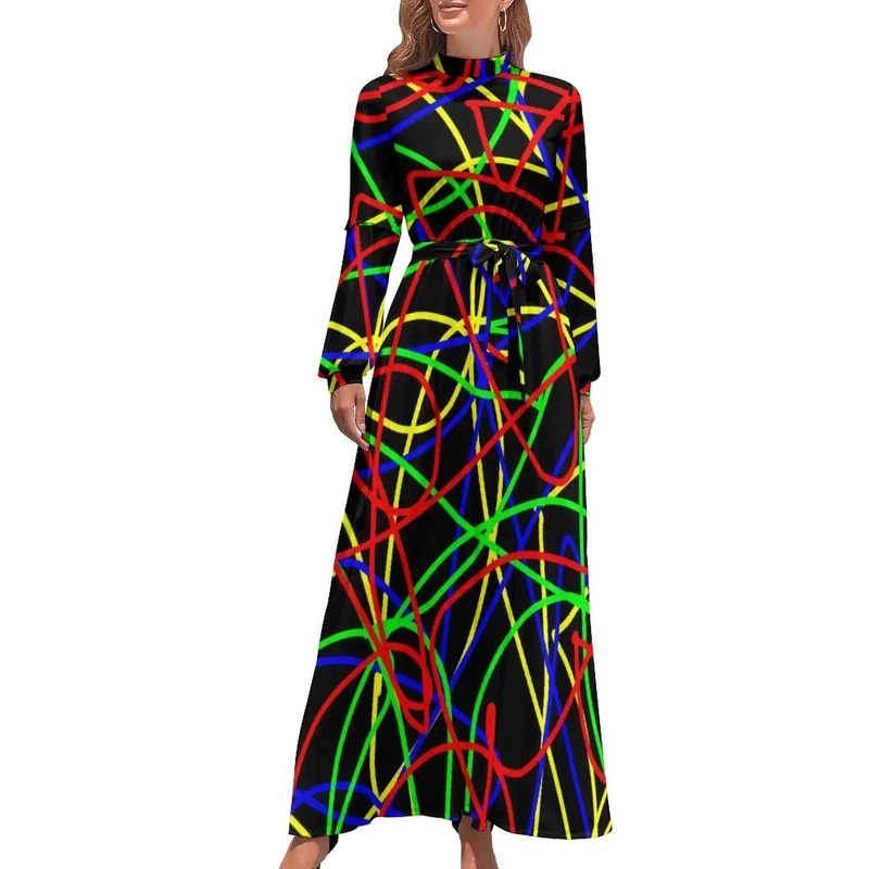 Robe Maxi Année 80 à Pois Bleus