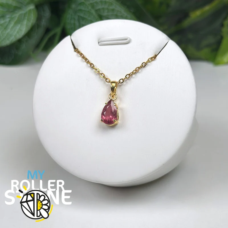 Anhänger aus rosa Turmalin und vergoldetem 925er Sterlingsilber