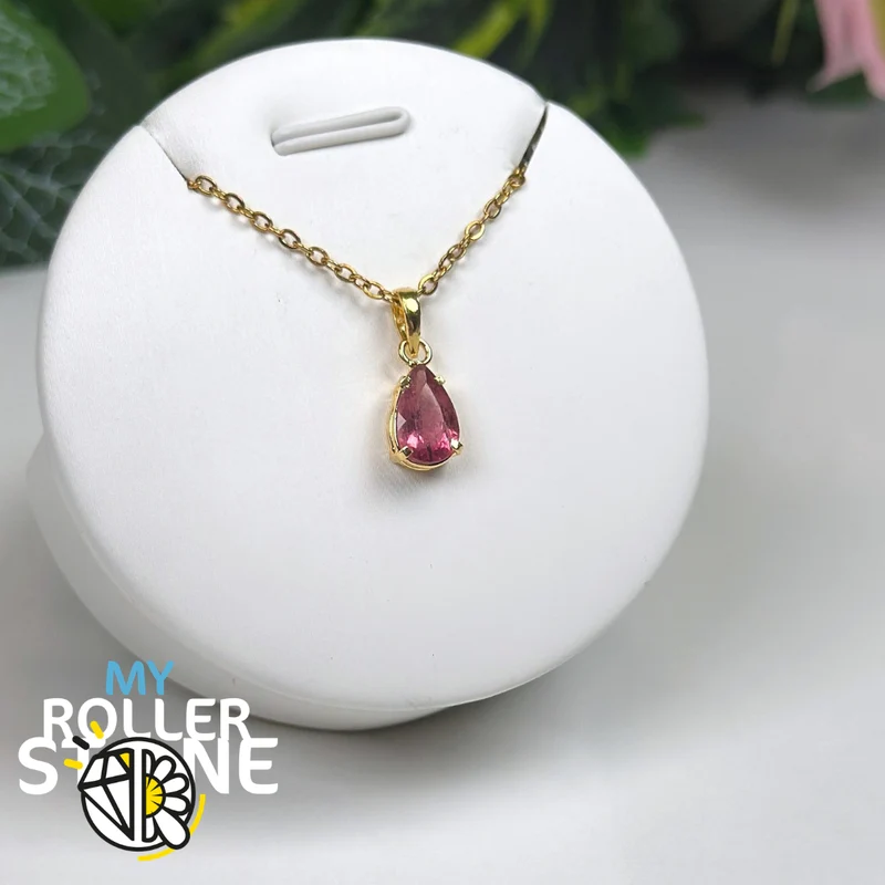 Anhänger aus rosa Turmalin und vergoldetem 925er Sterlingsilber