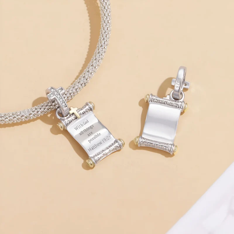 "With God All Things Are Possible" Scroll Dangle Charm | GP ZA