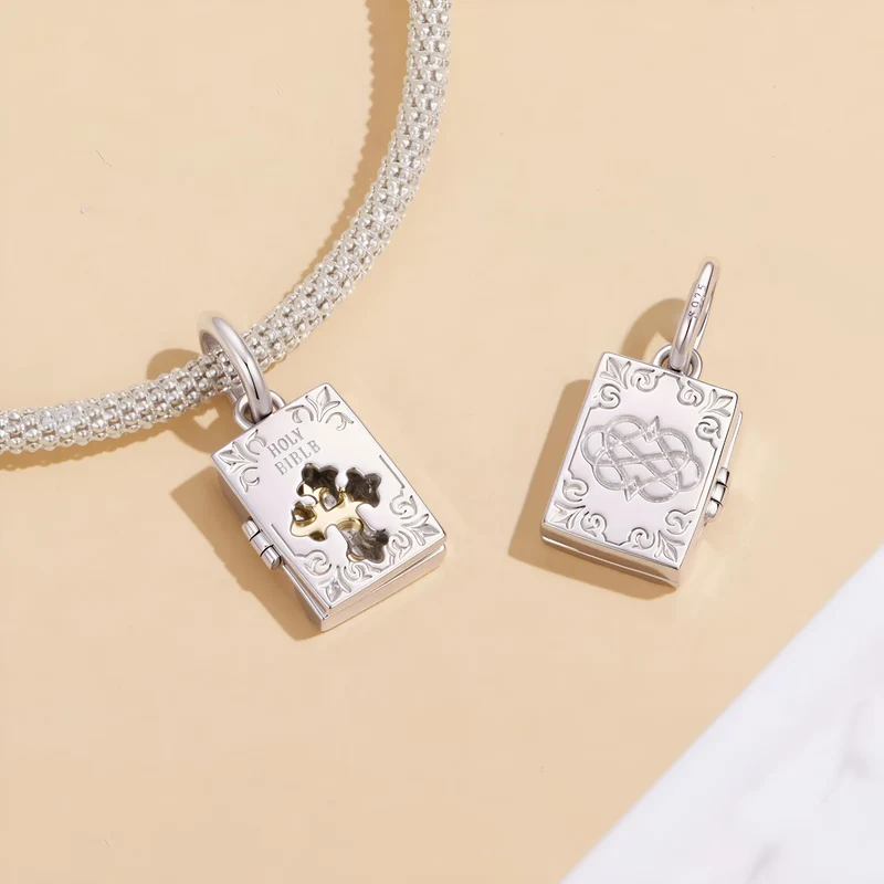 Openwork Cross inside Bible Dangle Charm | GP