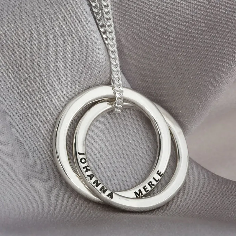 Zarte Silberkette mit Gravur Ringe 2cm