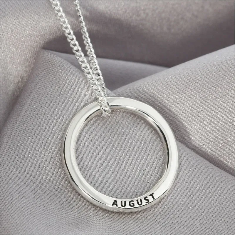 Zarte Silberkette mit Gravur Ring 2cm