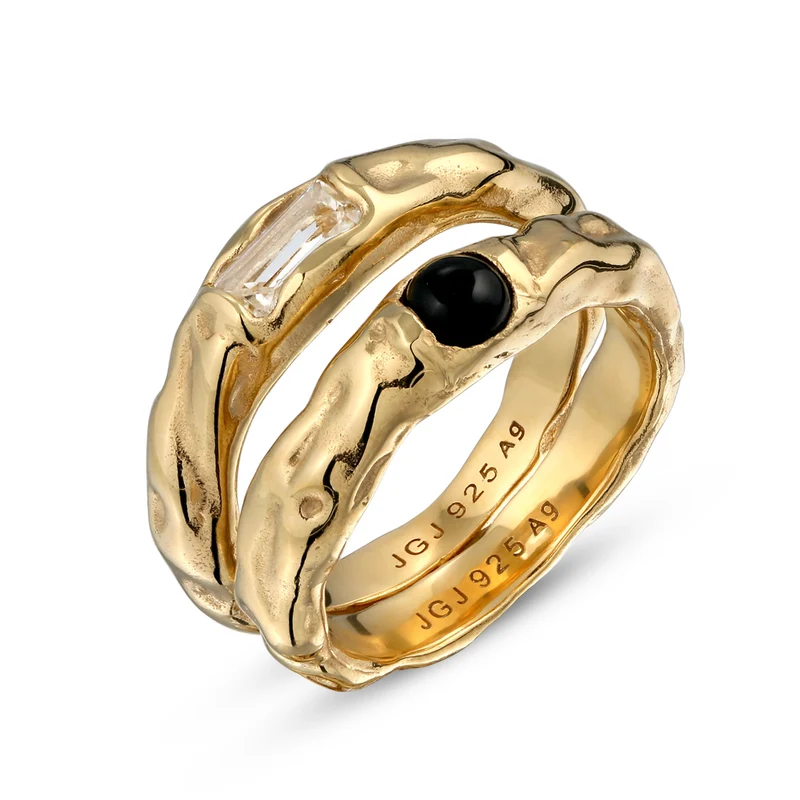 Ringset Melted | Onyx (Schwarz) & Topas (Weiß)