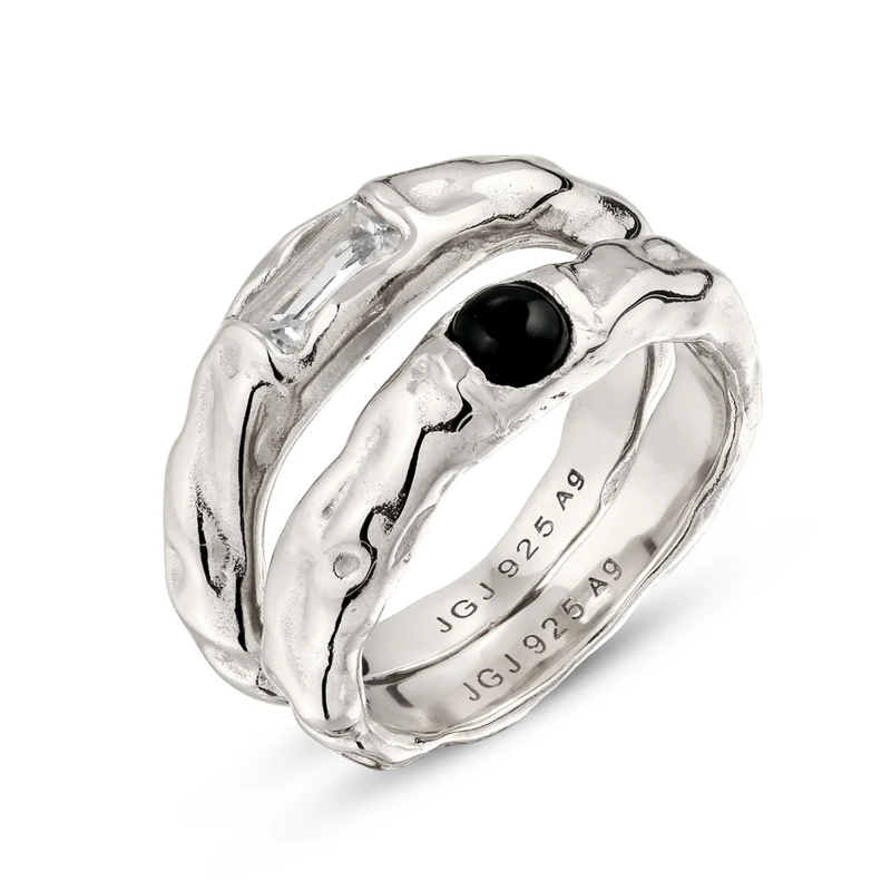 Ringset Melted | Onyx (Schwarz) & Topas (Weiß)